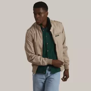 Members Only Mens Classic Iconic Racer Bomber Jacket Khaki Size L - Picture 1 of 14