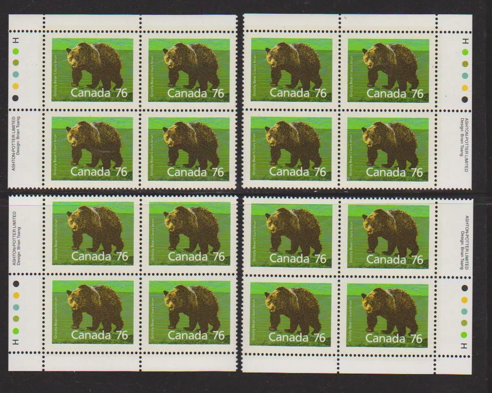 1989 Canada SC# 1178 - Grizzly Bear Int. Rate - Set of 4 Plate Blocks M-NH #3155 - Image 1 of 1