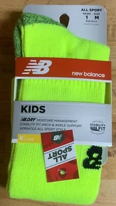 New Balance All Sport Socks Kids (2) Two Pair Of Same Color Sz Large or Medium - Picture 1 of 21