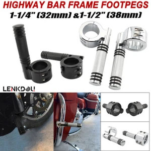 Motorcycle 1-1/2" 1-1/4" 32 38 Engine Crash Bar Highway Footpeg Clamp for Harley - Foto 1 di 22