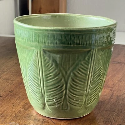 Vtg Roseville RRP Co Green Planter 8” Pot Jardiniere Robinson Ransbottom Ohio - Image 1 of 4