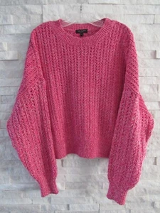 NWT Rag & Bone $328 Pink Edie Open Stitch Crewneck Relaxed Fit Sweater L CURRENT - Picture 1 of 5