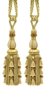 DÉCOPRO große elegante Quaste Raffhalter, Farbe # LX02 - Zitronengras Gold [2er Set] - Bild 1 von 1