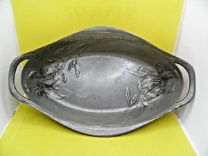 Alte Zinn Jugendstil Schale mit Blumen - Bild 1 von 12