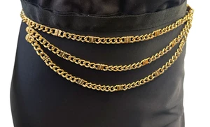Nuevo Cinturón Cadena Ajustable Triple Hilo Firmado Vintage ST. JOHN KNITS 24KGP - Imagen 1 de 10