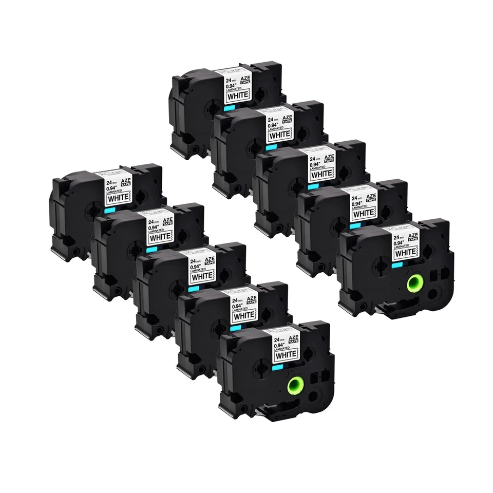 10PK Compatible con Brother TZ251 TZe-251 Cinta Etiqueta Negra Sobre Blanca 24mm 0.94"" Foto 1 de 4