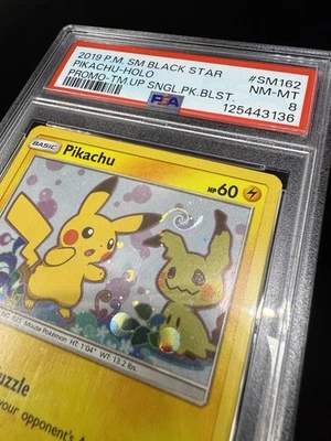 *HD SWIRL Pikachu Promo SM162 Team Up Blister PSA 8 Pokemon Sun & Moon NM Mint - Image 1 of 4