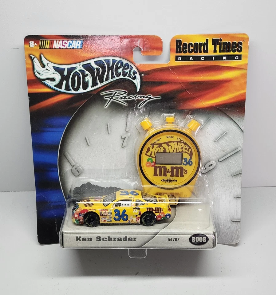 Hot Wheels NASCAR Racing #36 Car Ken Schrader M&M w/ Matching stop watch - Image 1 of 1