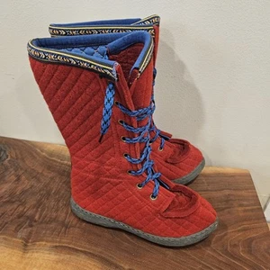 Nesna Lobben Norwegian Quilted Felted Wool Tall Boots Red EU 40 US 8-8.5 - Picture 1 of 10