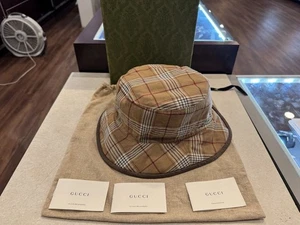 Gucci Reversible GG Supreme Horsebit Bucket Hat Beige Canvas      LS(340018) - Picture 1 of 10