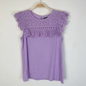 Lilly Pulitzer Flieder Bev Lavendel Ösen Flatterärmel Top T-Shirt Medium Preppy - Bild 1 von 8