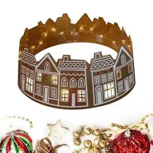 LED Gingerbread Christmas Tree Collar New Year Tree Skirts Holiday Supplies - Picture 1 of 11