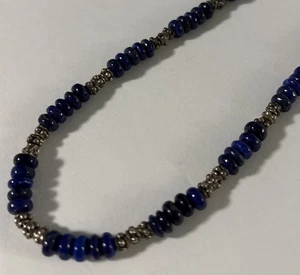 Lapislazuli Halskette 44g. 24" gemarkt 925 Silber Italien - Bild 1 von 10