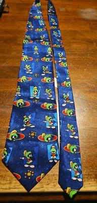 MARVIN THE MARTIAN All Over Print LOONEY TUNES 领带 100% 真丝 Sears 全新 1993 — 第 1/4 张图片