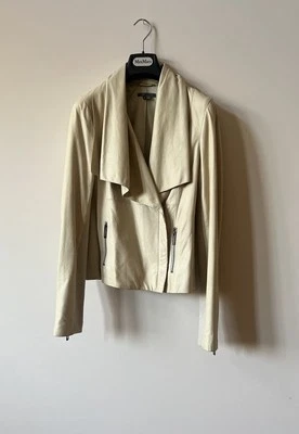 CHAQUETA VINCE 100% CUERO Mediana Beige Desnudo Mujer’s Elegante Chaqueta Marfil Foto 1 de 4