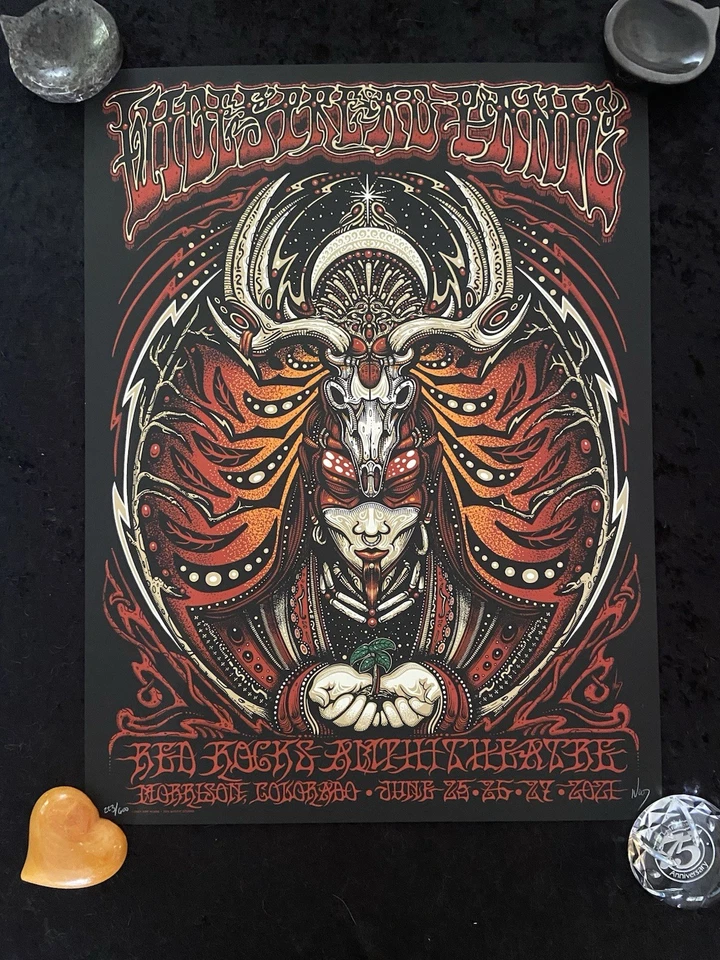 Póster de concierto Widespread Panic Red Rocks 2021 firmado por Jeff Wood numerado Foto 1 de 1