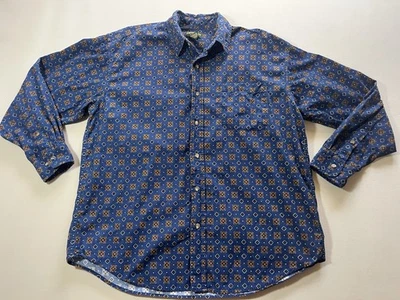 Vintage Cambridge Classics Mens L Corduroy Button Front Shirt SW Pattern Blue - Image 1 of 4