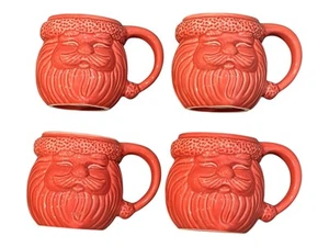 Santa Set of 4 Coffee Mugs Excellent Used Condition Reddish/Pink 4.5”T x 4.5”W - Picture 1 of 6