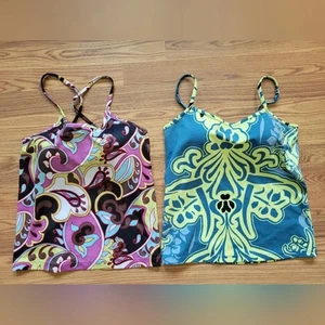Athleta Women's Paisley Swim Tankini Padded Bra Set of 2 Size 36C - Picture 1 of 15