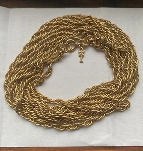 Vintage Crown Trifari Super LONG Gold Tone Chain Textured Necklace 60in Layer - Picture 1 of 9