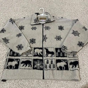 Bear Ridge Outfitters L Zip Up Fleece Jacket Moose & Trees Gray 23”x 27” - Picture 1 of 11