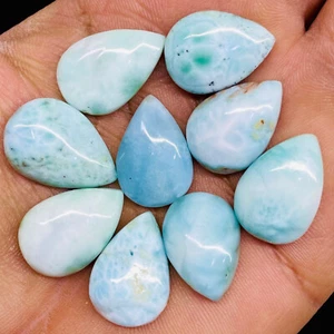 9 Pcs Natural Larimar 20-22.7mm Pear Cabochon Loose Untreated Gemstones Lot - Picture 1 of 11