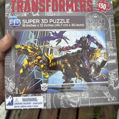 Transformers Super 3D Puzzle - MB Puzzles - 18"X12" - 150 pcs - New/Sealed - Image 1 of 4
