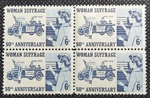 1970 Woman Suffrage Vote 50th Anniversary Block of 4 6c Stamps, Sc#1406, MNH, OG - Picture 1 of 2