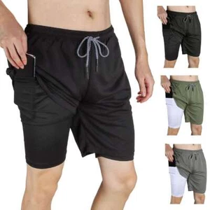 2 Size Pockets Mens Sports Training Running Workout Fitness Shorts Pants Hot - Picture 1 of 15