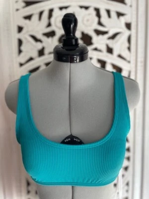 NWT Calvin Klein Bikini Top Womens Size Small Surf Swimwear UV Protection Teal - Image 1 of 4