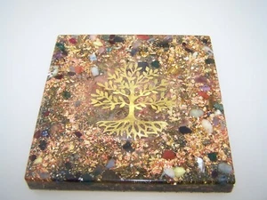 Orgón Orgonita E-placa Posavasos "Árbol de la Vida" Piedras Curativas - Imagen 1 de 3