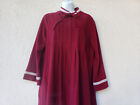 Vintage Victorian Goth Style Velour Robe Pleated Lace House Coat Wine Red Sz M L