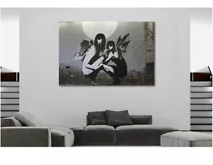 BANKSY GIRLS ANGEL AND DEMON CANVAS WALL ART - Picture 1 of 5