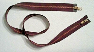 36 inch Dark Brown & Brass Metal #5 Separating 2 Way 2 Pulls Open YKK Zipper New - Picture 1 of 1
