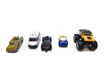 Lot of 5 toy cars Batmobile ambulance trucks match Box hasbro - Image 1 of 4