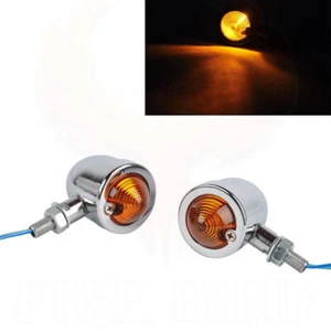New Chrome Motorbike Bullet Turn Signal Amber Light Indicator Blinker For Harley - Picture 1 of 5