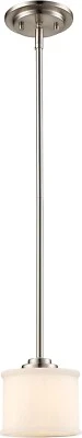 One Light Brushed Nickel Frosted Glass Mini Pendant Cahill Collection Orig $162 - Image 1 of 2