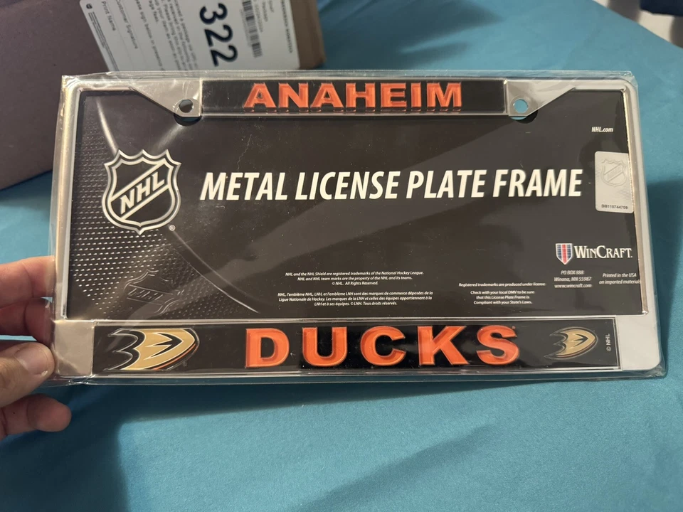 Anaheim Ducks Chrome Metal Laser Embossed License Plate Frame NHL LICENSED - Image 1 of 1