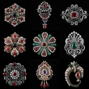 Broche barroco vintage de corte para mujer esmalte cristal estrás metal prendedor - Imagen 1 de 18
