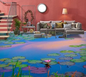 3D Lotus Leaf Lake G4038 Floor WallPaper Murals Wall Print Decal AJ Coco 2024 - Picture 1 of 5