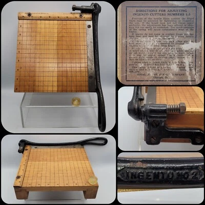 Винтажный Ingento No. 2 Деревянный бумаги резак идеальный школьный расходные материалы США, 8,5 «x 8,5» 1930-х - Изображение 1 из 4