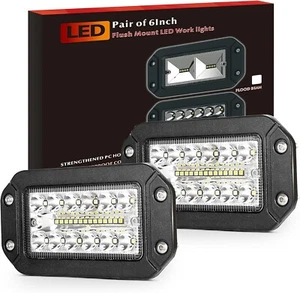 Flush Mount LED Light Pods, BUNKER INDUST 2Pcs 6 Inch Spot Flood Beam - Picture 1 of 7