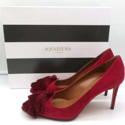 Zapatos de salón Aquazzura Love con borla de gamuza roja talla 36,5 punta puntiaguda Foto 1 de 4