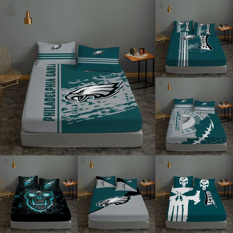 Philadelphia Eagles 3 Pieces Bed Sheet Pillow Covers Deep Pocket Fitted Sheets Cover