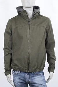 GIUBBOTTO MARKUP IN COTONE CANVAS CON ZIP E CAPPUCCIO REGULAR FIT VERDE MIL - Foto 1 di 8