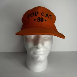 Reynolds Vintage Florescent Orange Baseball Trucker Hat “Top Cat 90” Adjustable - Picture 1 of 8