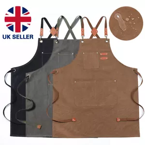 Waxed Canvas Tool Work Shop Apron Heavy Duty Woodworking Chef Workshop Unisex - Picture 1 of 15