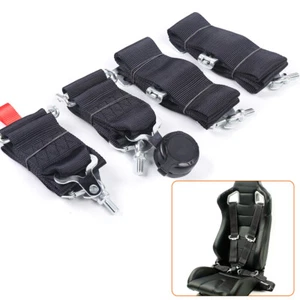 3 Inch Front Belt 4 Point Quick Release Camlock Racing Harness Seat Belt Black - Picture 1 of 12