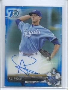2017 BOWMAN CROMO RC 70° RIFRATTORE BLU AUTO A.J. PUCKETT ROYALS WHITE SOX - Foto 1 di 1