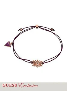 NWT GUESS Exclusive Rose-Gold Metal Lotus Charm Purple Friendship Bracelet - Picture 1 of 2